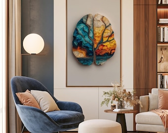 Human Brain Print, Psychology Art, Brain Art, Psychology Gift, Abstract Medical Art, Doctor Office Art, Medical Brain Poster