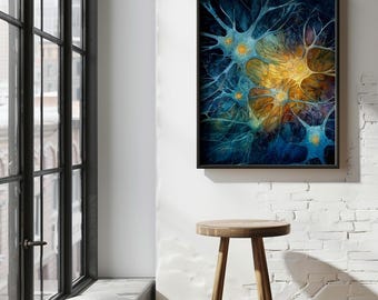 Neuronenkunst, abstrakte Wanddekoration zum Thema Neurologie, Kunst zum Nervensystem, Neurologiekunst, Synapsen-Druck, Neuro-Druck, Geschenkidee für Psychologie-Fans