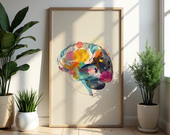 Brain art digital poster, Mind Matters, Human Anatomy print, Medical Art, Brain Wall Art