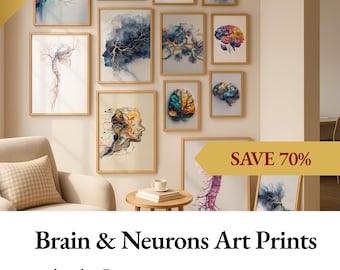 Gehirn-Neuronen Art Bundle, 113 Medizin und Biologie Art Prints, Gehirn Poster, Vagus Nerv Art Print, Therapeut Büro Art, Nervensystem Kunst