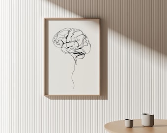 Anatomical Brain Line Art – Brain Poster, Neuroscience Art, Anatomy Poster, Medical Wall Art, Psychiatrist Gift