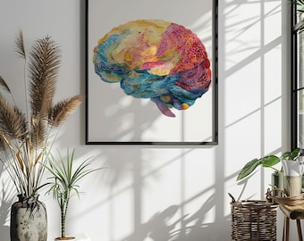 Therapist Office Art, Neurologist Gift, Psychology Student Gift, Nervous System Art, Abstract Brain Poster,  Human Brain Wall Art