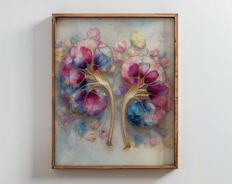 Kidneys Wall Art, Anatomical Kidney Art for Medical Office, Urology & Nephrology Clinic Decor, Urologist Office Decor