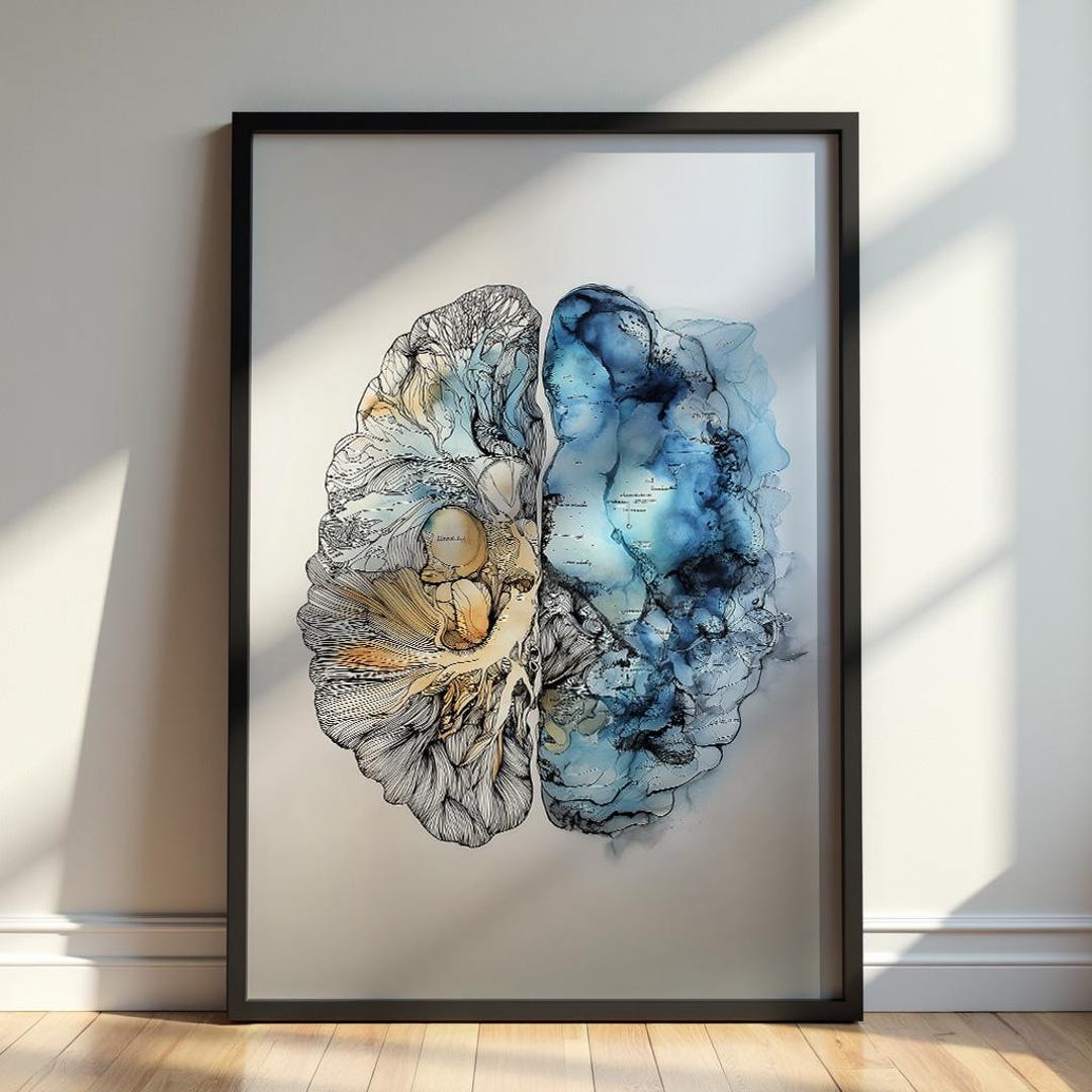 Abstract Brain Art Print, Human Brain Poster, Psychology Wall Art ...