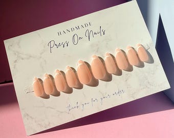 White outline French nails - Press On Nails UK | Double french tip | False Nails | Glue on nails | Full set of Hand-Painted Nails