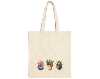 Succulent Tote Bag, Plant Lover Gift, Botanical Carryall, Reusable Shopping Bag, Greenery Shoulder Bag, Cactus Beach Tote, Eco-Friendly