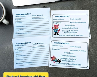 EMS Medication Flashcard Template - AEMT, EMT, Paramedic medications - cards with lines