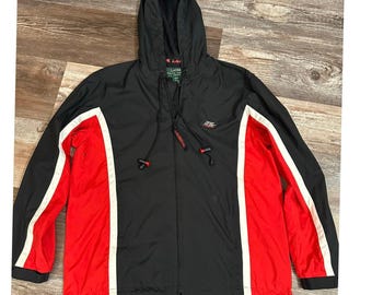 Lauren by Ralph Lauren Vintage track jacket in black & red size Petite/P