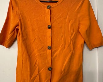 Josephine Chaus vintage Orange Snap Jewel Sparkly Buttons Golden Girls Sz S