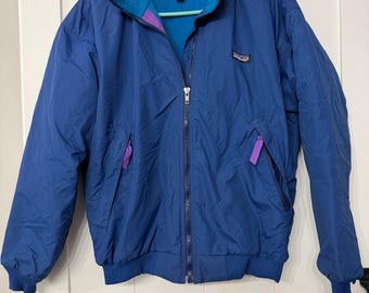 Patagonia VINTAGE CHINCHILLA Jacket Sz 10 (small) blue, turquoise, purple 1988