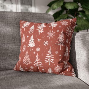 Festive Faux Suede Pillowcase: Winter Trees & Snowflakes