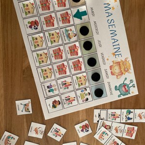 Visual weekly planner for children, simple and fun organization in printable PDF. Modular according to your schedule.