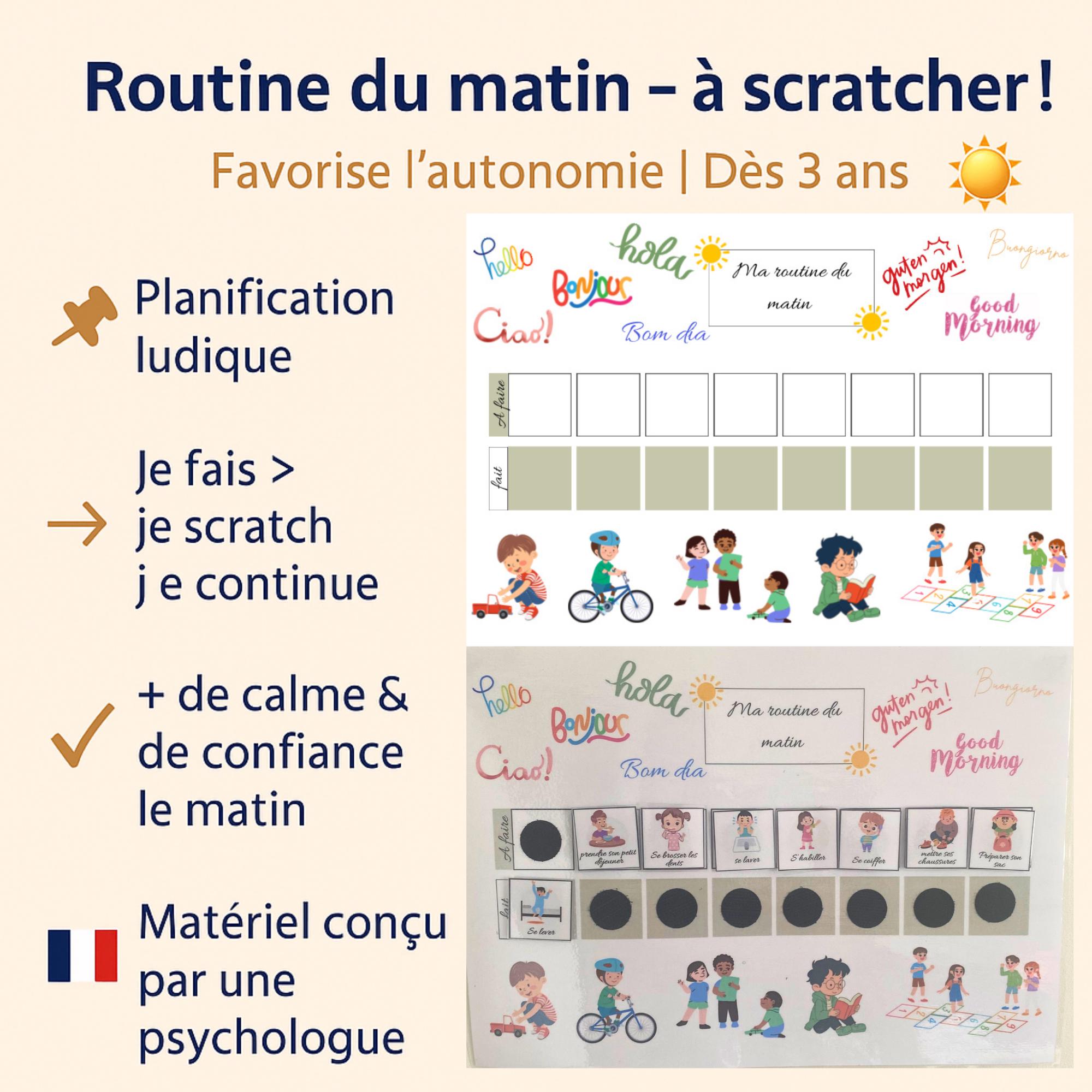 Kit Routine Des Objectifs Avec 24 Pictogrammes - Support Pliant Avec Scratch - Personnalisable - Pour Enfants - Organisation Quotidienne - Bleu