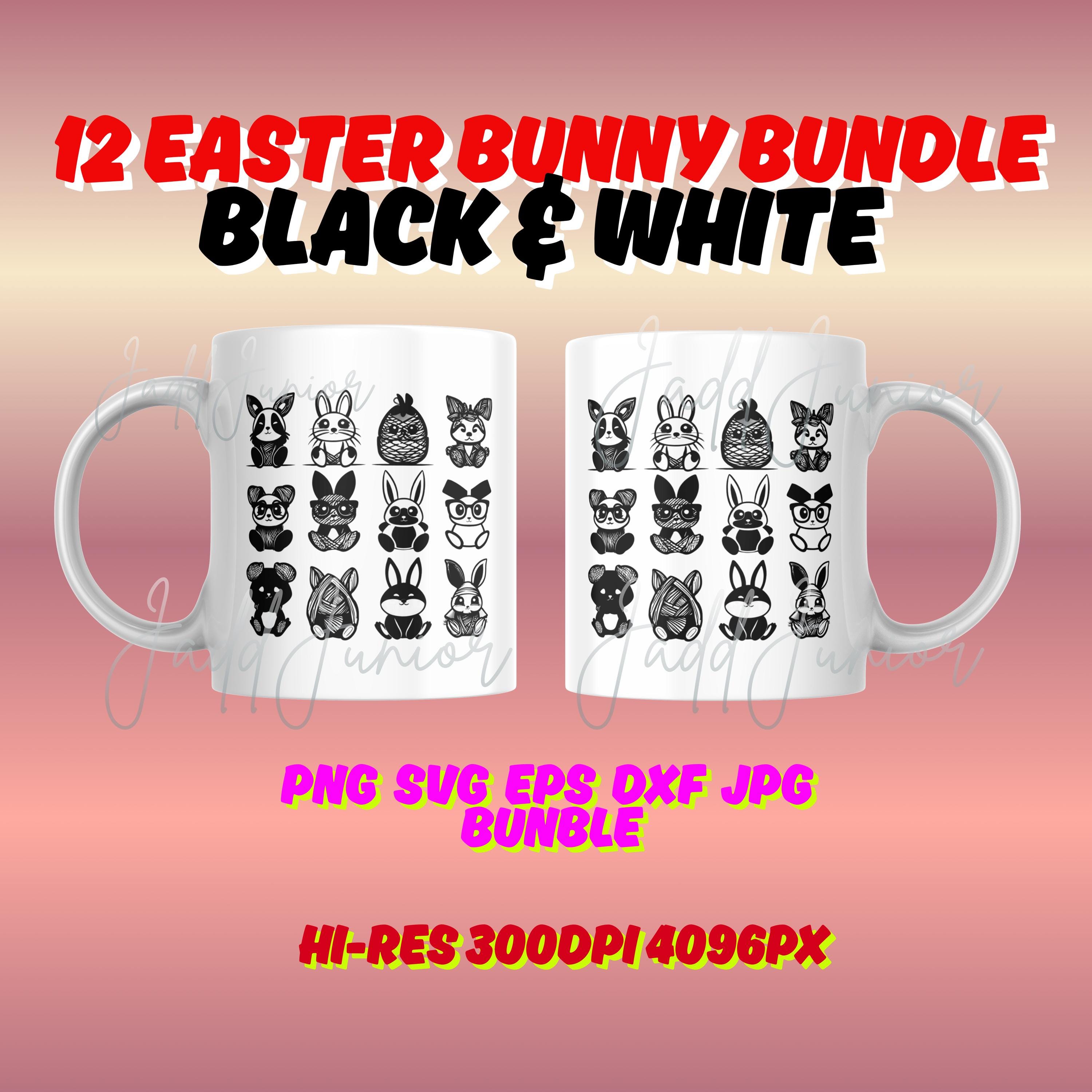 Easter Bunny SVG PNG Bundle Egg Black White Easter Design, Cricut Cut ...