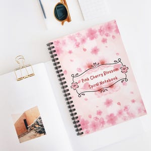 Pink Cherry Blossom Notebook, Ruled Line Journal, Floral Pattern Notepad, Writing Pad, Bullet Journal, Nature Stationery