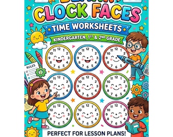 Blank Clock Faces Worksheets, Kindergarten to 2nd Grade Math, 52 Pages