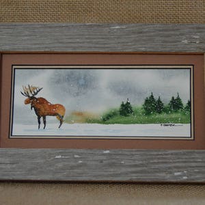 Moose wandering in winter Framed 4x8 image 1