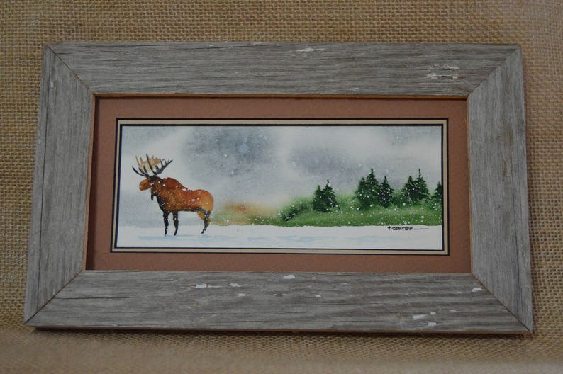 Moose wandering in winter Framed 4x8 image 1