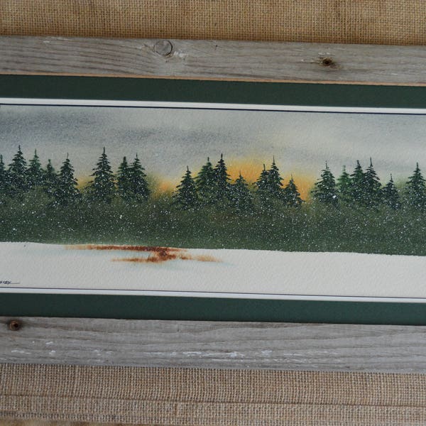 Winter Pine Tree Forest (Framed) 8x16