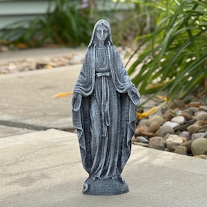 Virgin Mary Garden Statue Religious Decor Resin or Concrete Option Outdoor Blessed Mother Sculpture Spiritual Catholic Yard Ornament