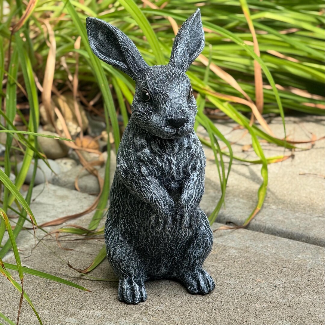 Standing Rabbit Decorations Standing Rabbit Garden Statue – Resin or Concrete Woodland Bunny ...