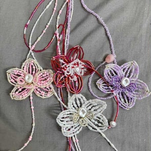 Handmade beaded flower necklace
