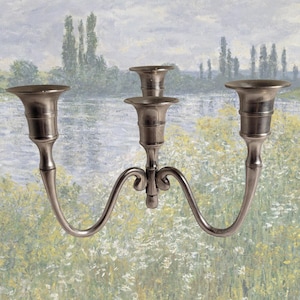 Candélabre vintage en acier inoxydable, porte-bougie à 4 bras, centre de table discret et luxueux