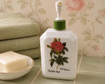 Vintage Avon Rosa Gallica Regalis Hand Cream Bottle White Glass Vanity Container