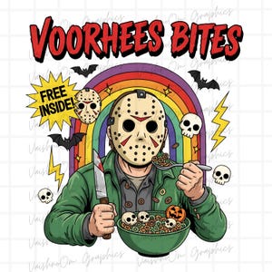 Vorhees Bites Png, Funny Halloween Png, Horror Character Png, Retro Horror Png, Horror png design, Halloween png, Halloween Movie Png, Png