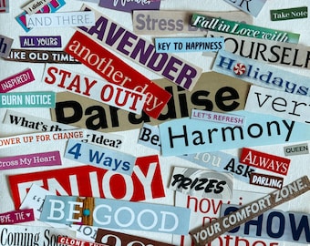 Vintage Magazine Word Cutouts for Vision Board, Collage Words, Junk Journal Kit, Printable A4