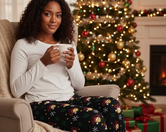 Softball Christmas Pajama Pants • Holiday Lounge Pants • Santa Snowflake PJ Bottoms • Cozy Loungewear Gift