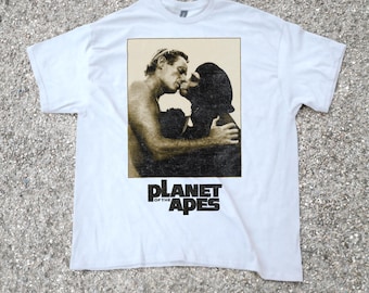 Planet of the Apes Tee, Cult Movie,Retro Movie Shirt, Zira and Charlton Heston Kiss, 1968, Unisex, Film Buff Gift