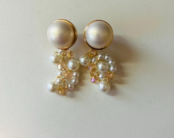 Pendientes colgantes de novia en tono dorado