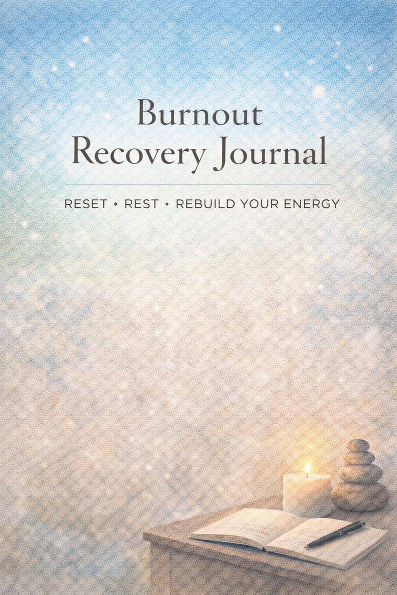 Burnout Recovery Journal Printable | Mental Health Workbook | Stress ...