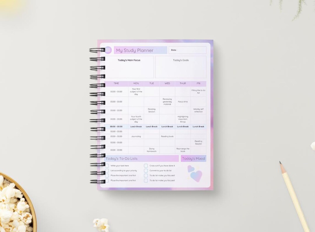 Blue Pink Pastel Gradient Study Planner | Minimalist Digital Journal ...