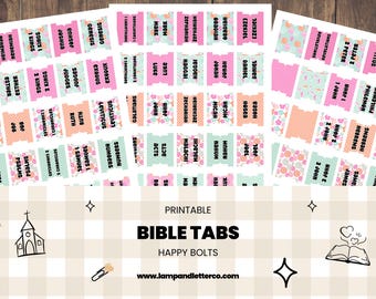Floral Stripe Bible Tabs: DIY Christian Journaling Printable Download