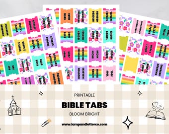 Floral Stripe Printable Bible Tabs: DIY Christian Journaling | Digital Download