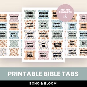 Printable Floral Bible Tabs: Boho Christian Planner Digital Download