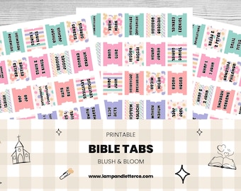 Pastel Floral Printable Bible Tabs: DIY Scripture Journaling Digital Download