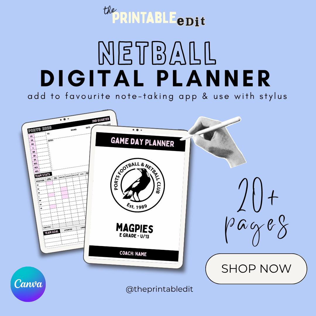 Time Table Netball Netball Game Day Planner: Stats Tracker & Coach Journal (printable Pdf ...