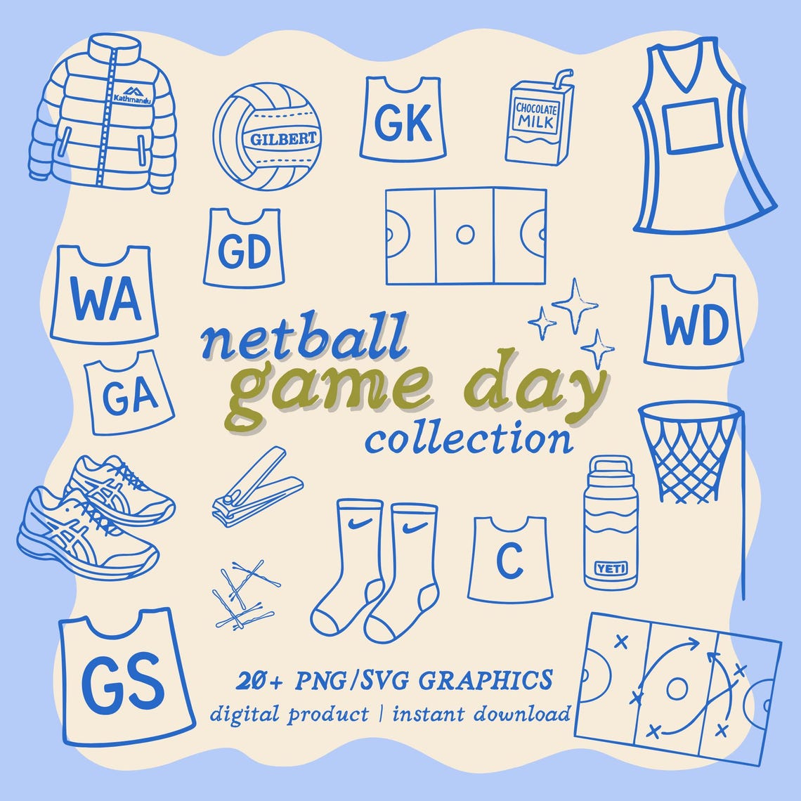 Netball Round Sticker Netball Graphics Bundle: PNG SVG Clipart for Stickers, Awards ...