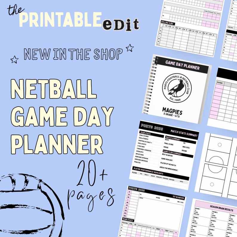Netball Game Day Planner: Stats Tracker & Coach Journal (printable Pdf ...