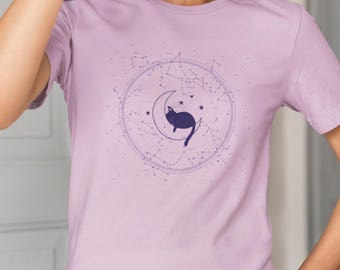 Celestial Cat T-Shirt: Star Constellation Astrology Tee