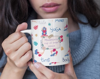 Personalized Yoga Coffee Mug, Mindful Gift