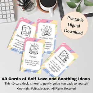 Self-Love & Soothing Cards Deck – 40 Gentle Mental Wellness Prompts, Self Love Ideas, Mindful Gift for Yourself or Friends