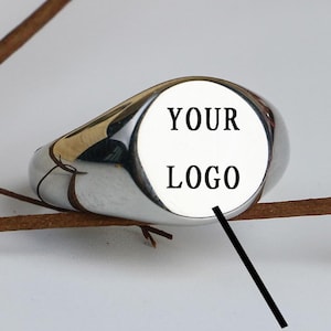 Custom Signet Ring for Men Women, Personalized Logo Engraved Ring, Minimalist Custom Ring, Engraving Ring Jewelry Gift for Him,Memorial Gift