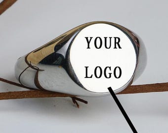 Aangepaste zegelring voor mannen vrouwen, gepersonaliseerde logo gegraveerde ring, minimalistische aangepaste ring, gravure ring sieraden cadeau voor hem, herdenkingscadeau