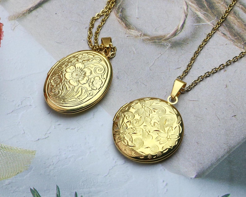 18K Customize Photo Locket Necklace With Photo, Heart Locket Necklace ...