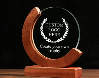 Kristall-Auszeichnungen mit Text & Logo, kostenloser Design-Assistent, gravierte 6-Zoll-Glastrophäe, Geschenk für Mitarbeiter