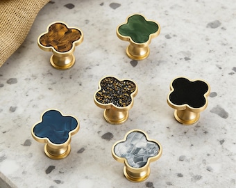 Four-leaf clover Knobs Pulls,Dresser Drawer Handles Pulls,Colorful Cupboard Pull,Cabinet Knobs,Kitchen Hardware
